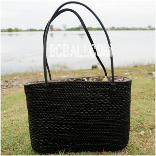 black ata grass rattan full handwoven handbag bali design